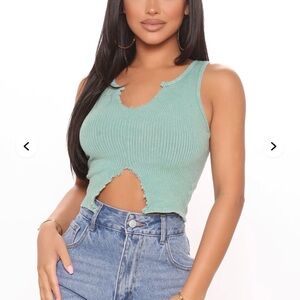 Fashion Nova Mint Ribbed Crop Top